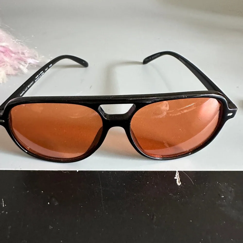 Beeline LLC Black Aviator Sunglasses Orange Lens 100% UV Protection 1012786001